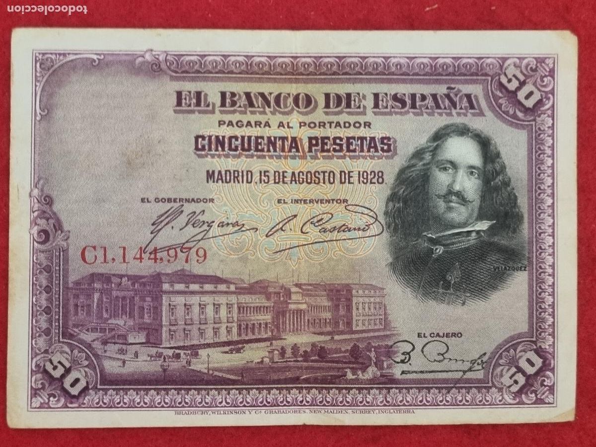 Billetes espa&ntilde;oles: BILLETE 50 PESETAS 1928 SERIE C MBC ORIGINAL T979
