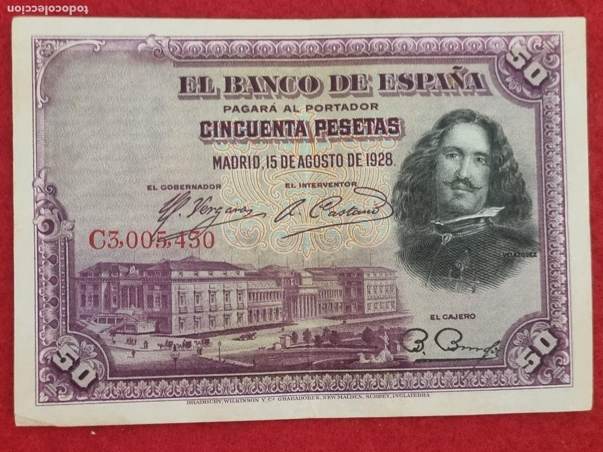 Billetes espa&ntilde;oles: BILLETE 50 PESETAS 1928 SERIE C MBC ORIGINAL T430