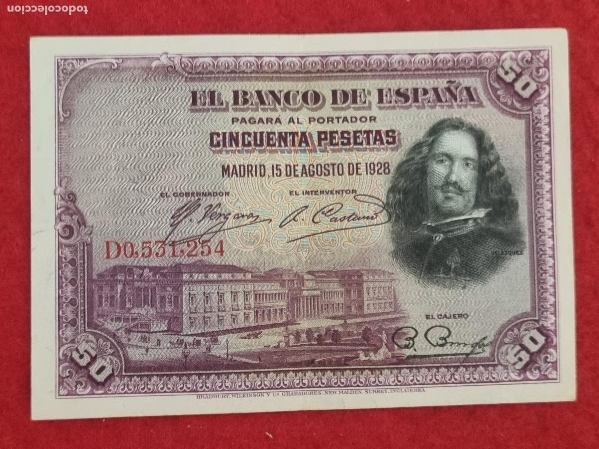 Billetes espa&ntilde;oles: BILLETE 50 PESETAS 1928 SERIE D MBC+ ORIGINAL T254