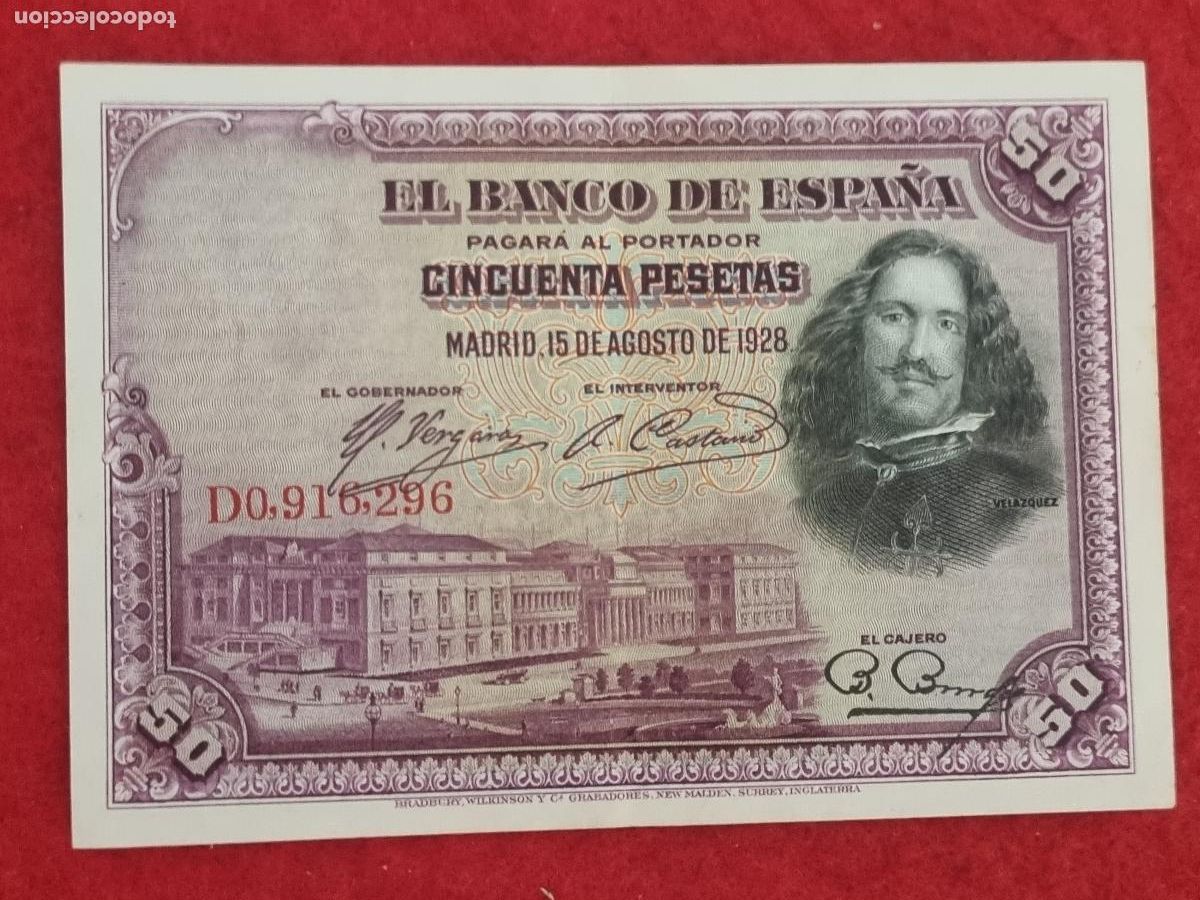 Billetes espa&ntilde;oles: BILLETE 50 PESETAS 1928 SERIE D MBC+ ORIGINAL T296