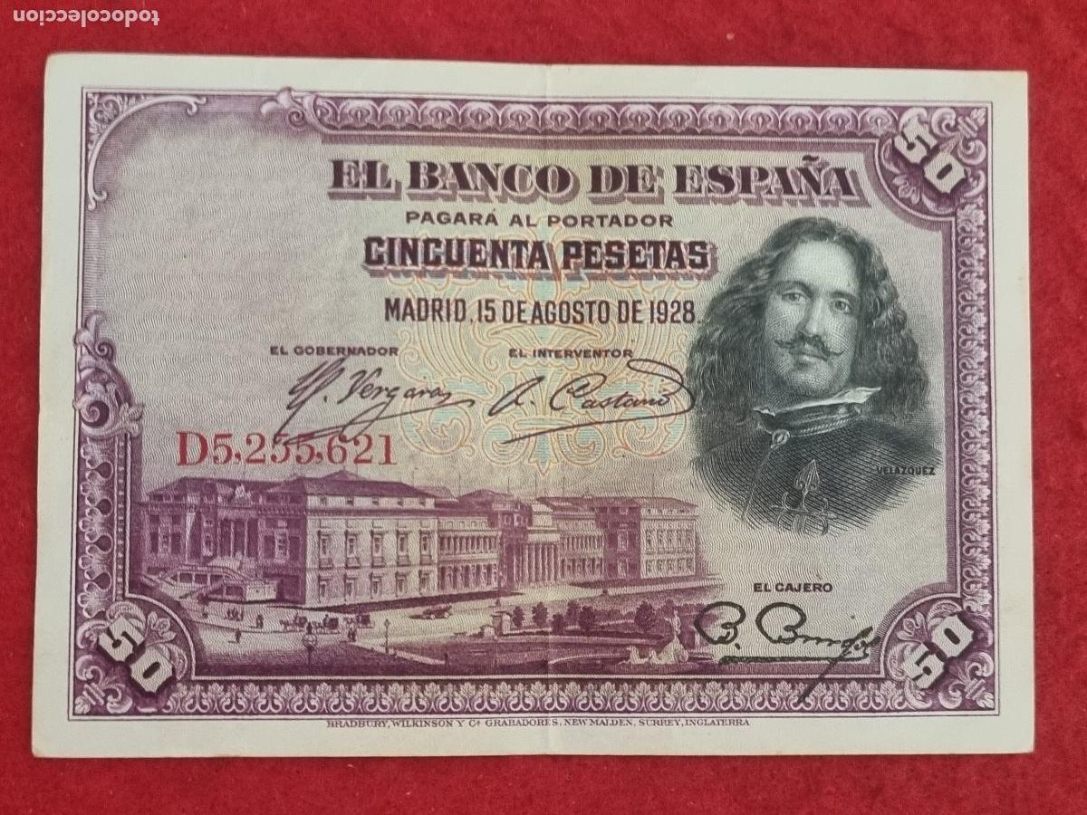 Billetes espa&ntilde;oles: BILLETE 50 PESETAS 1928 SERIE D MBC+ ORIGINAL T621