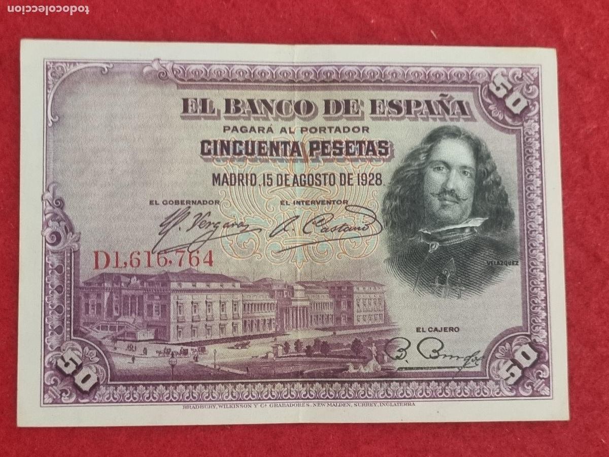Billetes espa&ntilde;oles: BILLETE 50 PESETAS 1928 SERIE D MBC+ ORIGINAL T764