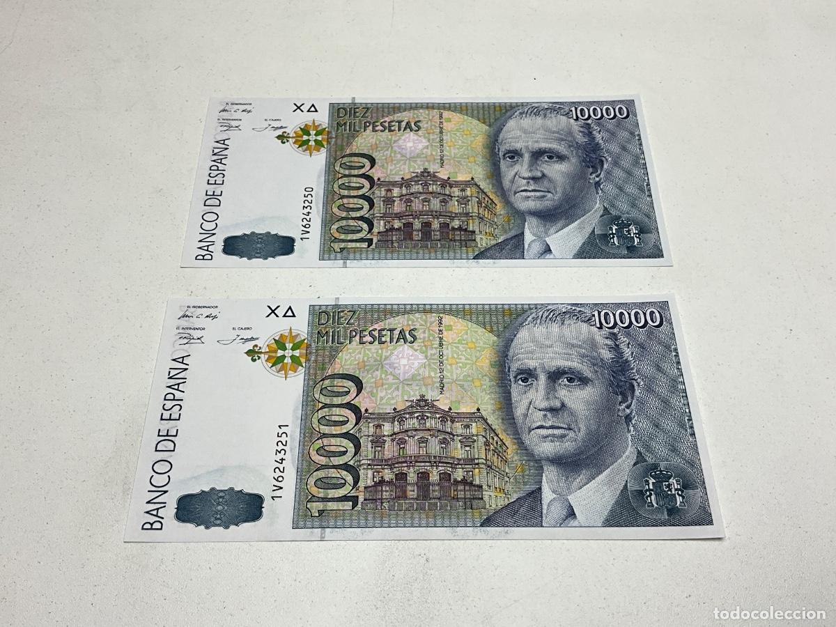 Billetes espa&ntilde;oles: LOTE 2 BILLETE DE 10000 PESETAS - JUAN CARLOS I - MADRID 12 OCTUBRE 1991 - EN PLANCHA-CORRELATIVOS