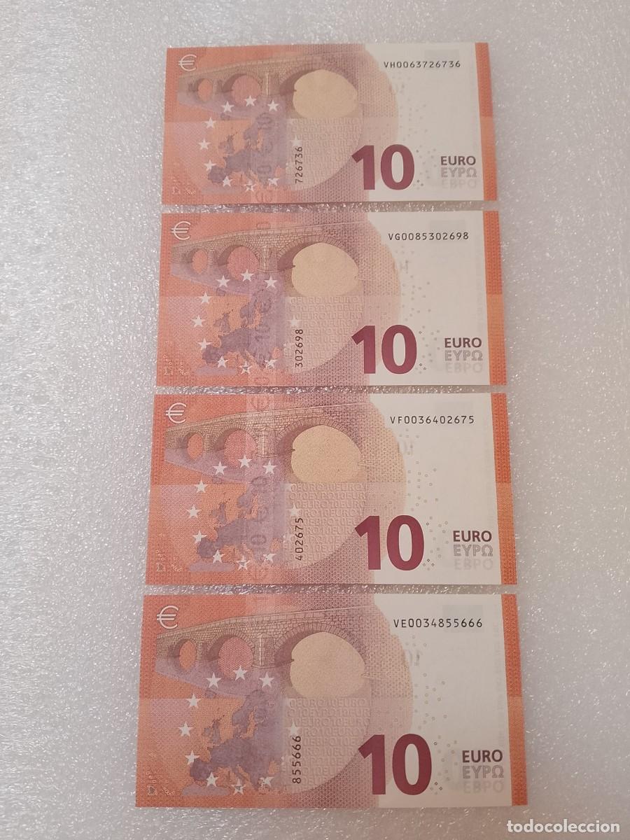 Billetes espa&ntilde;oles: Lote 4 billetes firma Lagarde series especiales VH,VG,VF y VE, n&ordm; bajos, sc/plancha