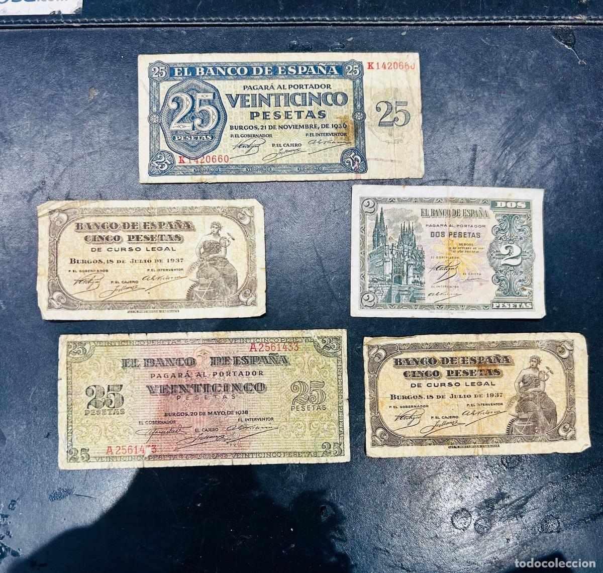 Billetes espa&ntilde;oles: Lote veraniego Campeones del mundo. impresionantes 5 BILLETES GUERRA CIVIL