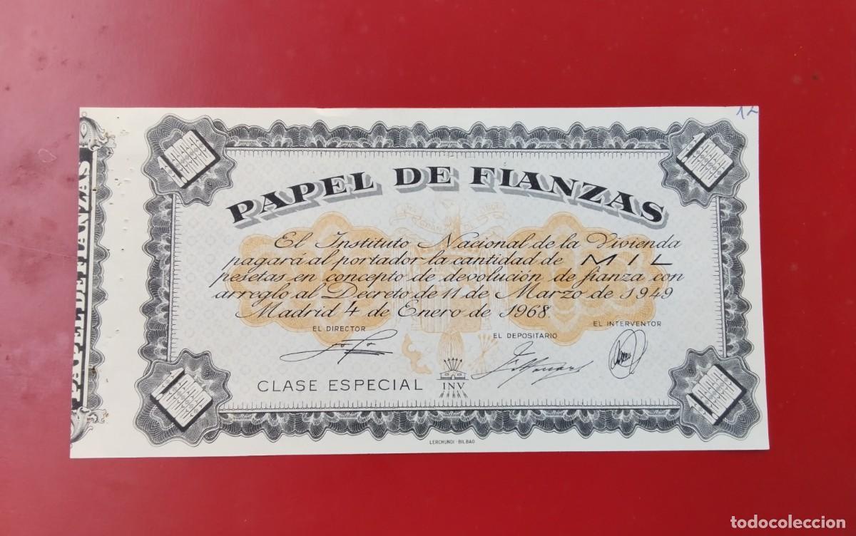 Billetes espa&ntilde;oles: BILLETE PAPEL DE FIANZAS DE 1000 PTS A&Ntilde;O 1968 CLASE ESPECIAL , MUY BUEN ESTADO