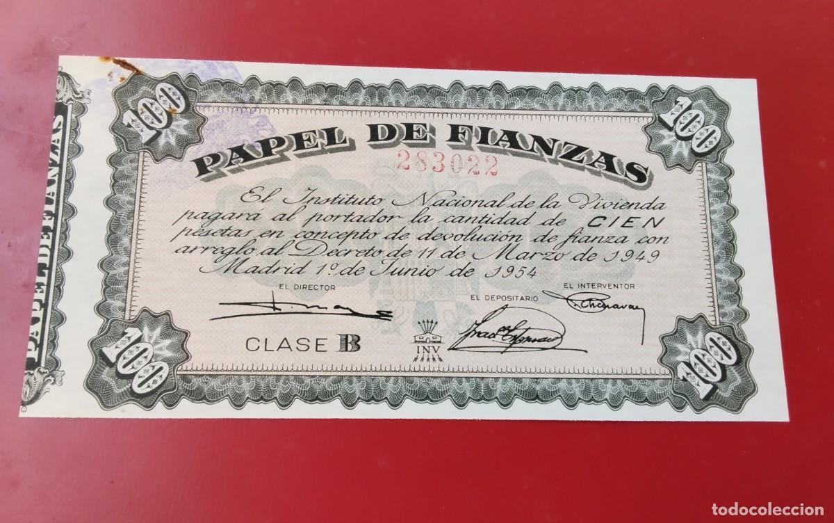 Billetes espa&ntilde;oles: BILLETE PAPEL DE FIANZAS DE 100 PTS A&Ntilde;O 1940 CLASE B , ANAGRAMA DE FALANGE , MUY BUEN ESTADO