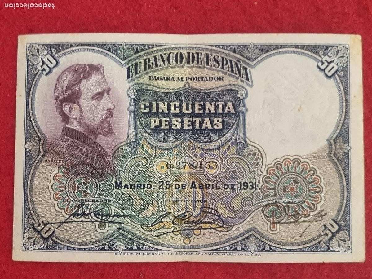 Billetes espa&ntilde;oles: BILLETE 50 PESETAS 1931 REPUBLICA SIN SERIE MBC ORIGINAL T133