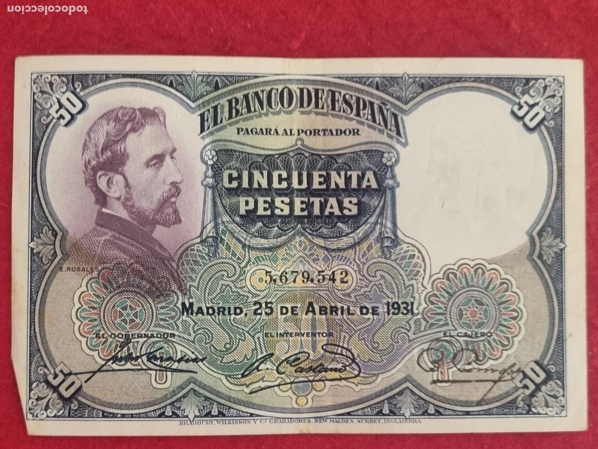 Billetes espa&ntilde;oles: BILLETE 50 PESETAS 1931 REPUBLICA SIN SERIE MBC ORIGINAL T542