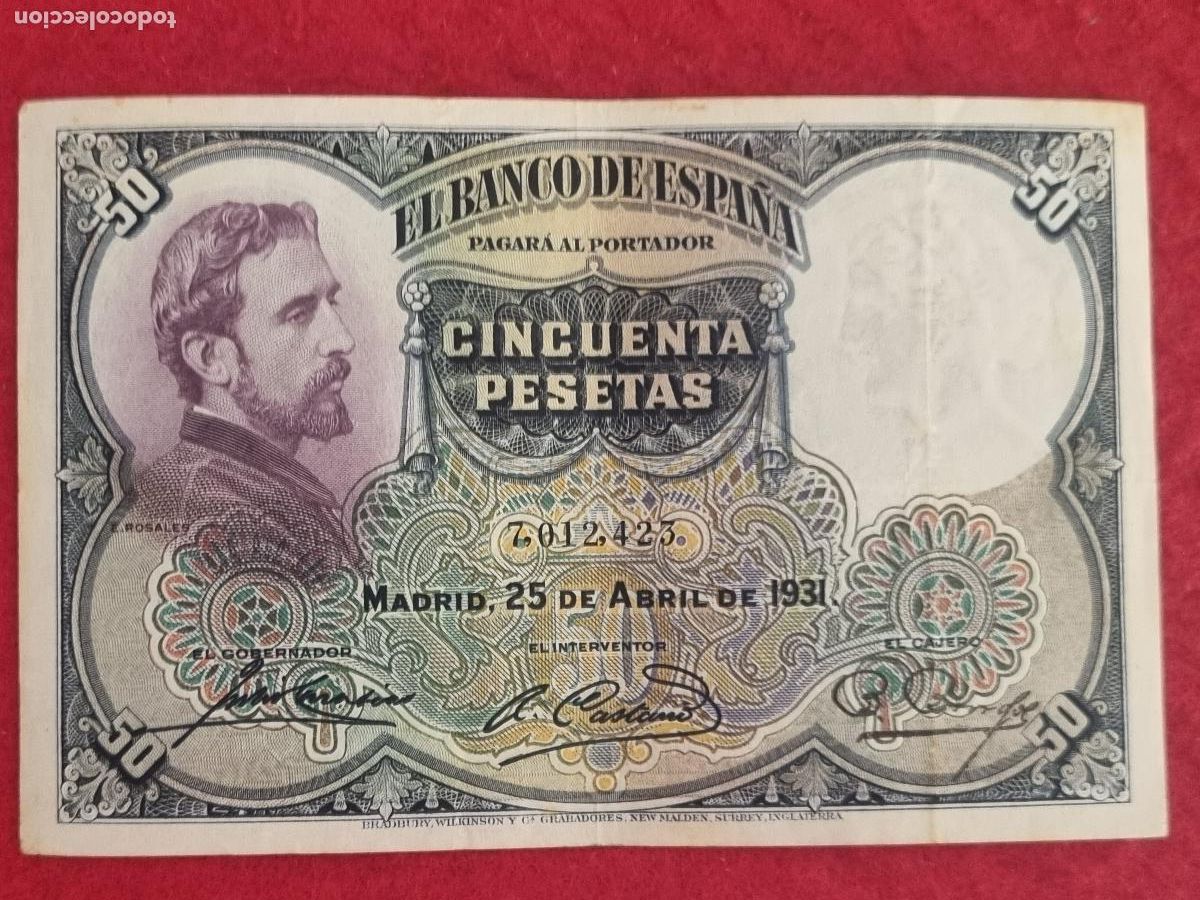 Billetes espa&ntilde;oles: BILLETE 50 PESETAS 1931 REPUBLICA SIN SERIE MBC ORIGINAL T423