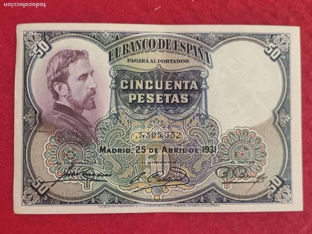 Billetes espa&ntilde;oles: BILLETE 50 PESETAS 1931 REPUBLICA SIN SERIE MBC+ ORIGINAL T352