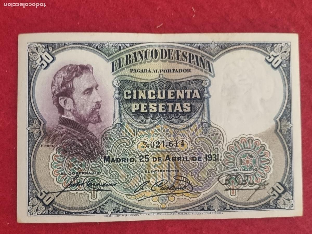 Billetes espa&ntilde;oles: BILLETE 50 PESETAS 1931 REPUBLICA SIN SERIE MBC ORIGINAL T614