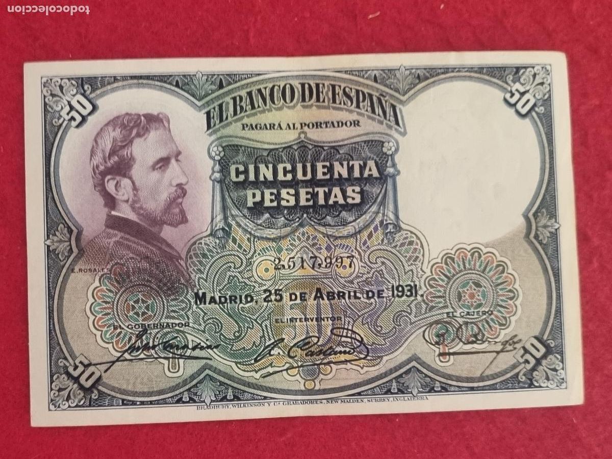 Billetes espa&ntilde;oles: BILLETE 50 PESETAS 1931 REPUBLICA SIN SERIE MBC ORIGINAL T997