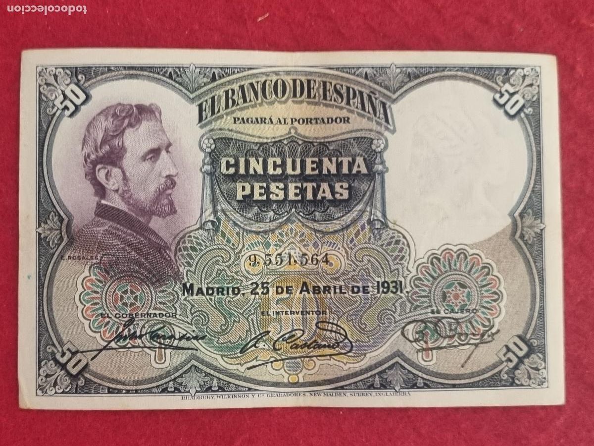 Billetes espa&ntilde;oles: BILLETE 50 PESETAS 1931 REPUBLICA SIN SERIE MBC ORIGINAL T564