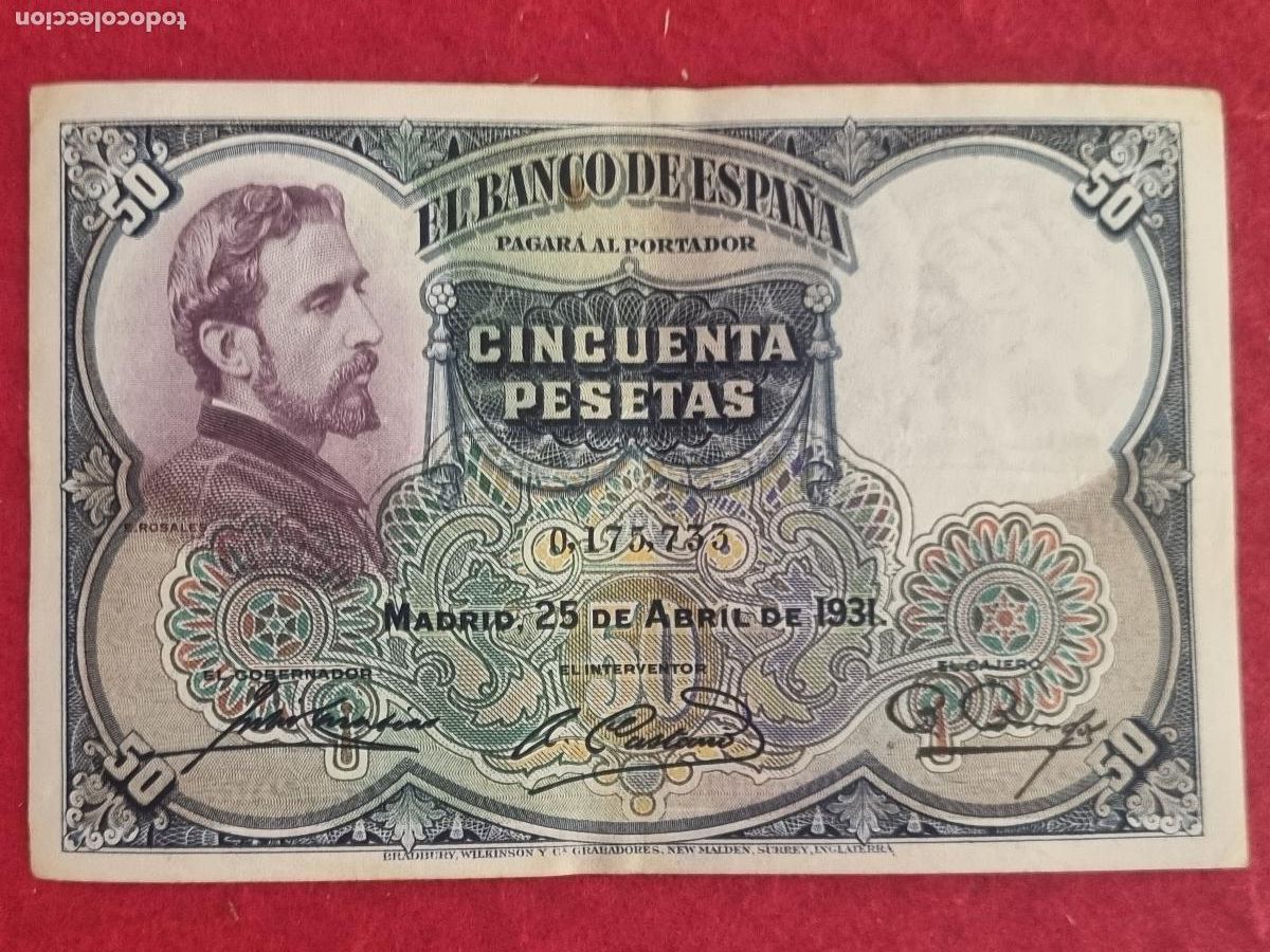 Billetes espa&ntilde;oles: BILLETE 50 PESETAS 1931 REPUBLICA SIN SERIE MBC ORIGINAL T733