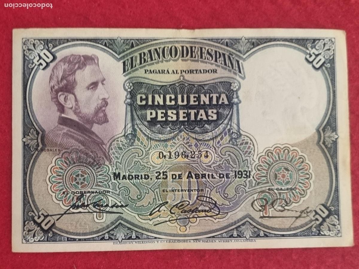 Billetes espa&ntilde;oles: BILLETE 50 PESETAS 1931 REPUBLICA SIN SERIE MBC ORIGINAL T254