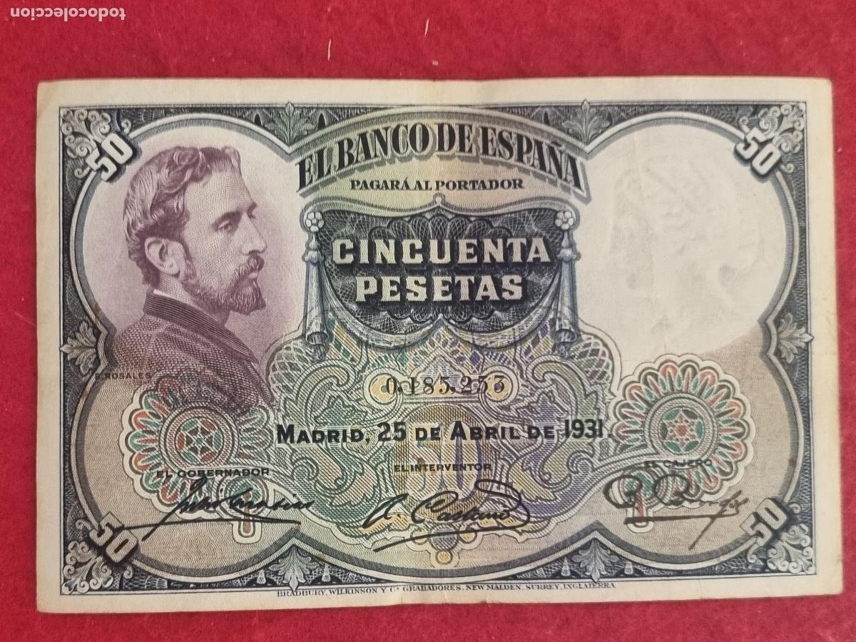 Billetes espa&ntilde;oles: BILLETE 50 PESETAS 1931 REPUBLICA SIN SERIE MBC ORIGINAL T253