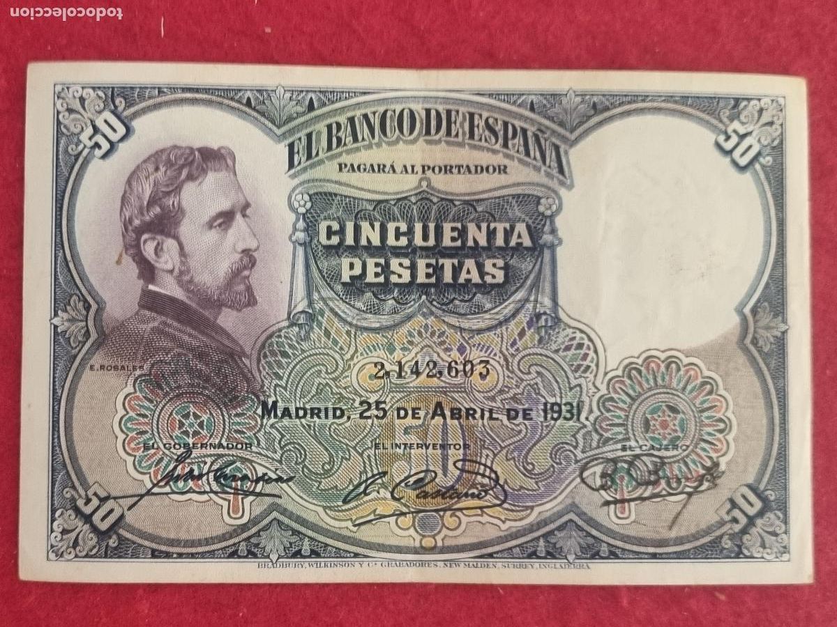 Billetes espa&ntilde;oles: BILLETE 50 PESETAS 1931 REPUBLICA SIN SERIE MBC ORIGINAL T603