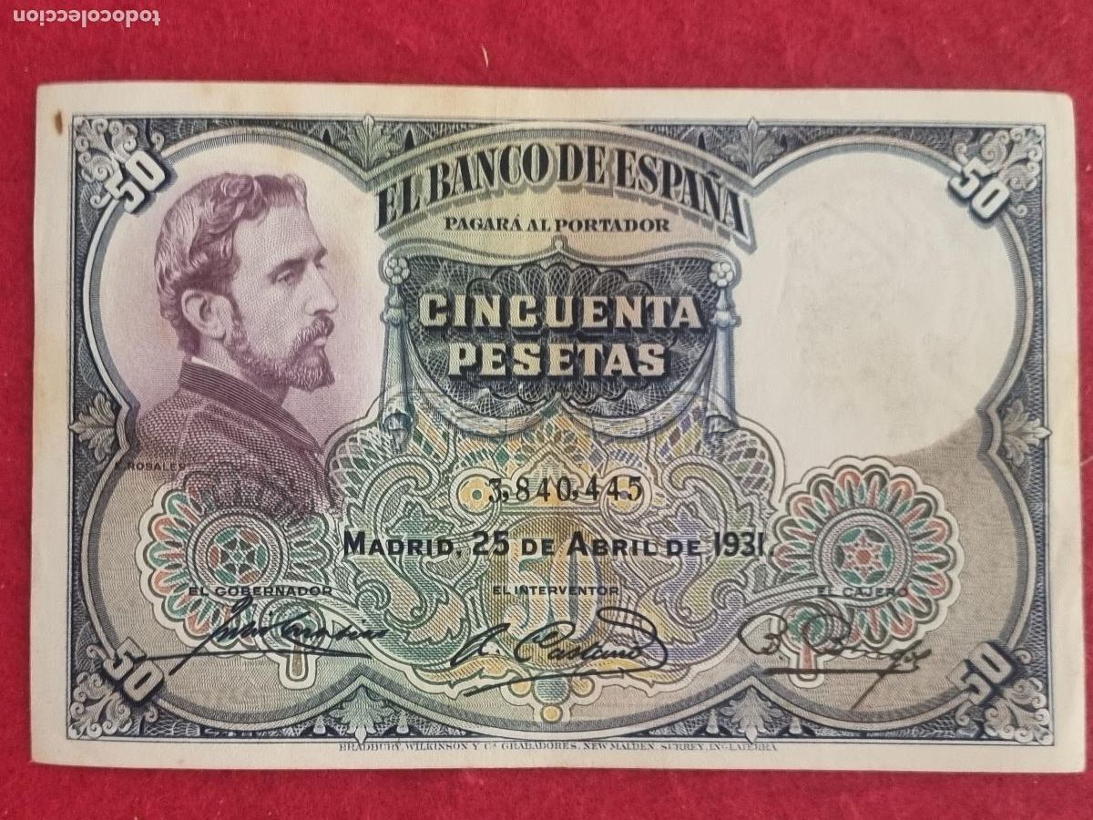 Billetes espa&ntilde;oles: BILLETE 50 PESETAS 1931 REPUBLICA SIN SERIE MBC ORIGINAL T445