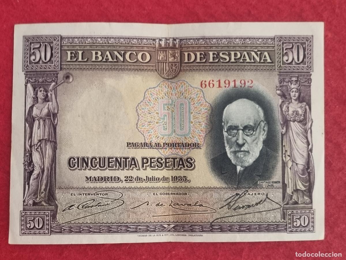 Billetes espa&ntilde;oles: BILLETE 50 PESETAS 1935 REPUBLICA SIN SERIE MBC+ ORIGINAL T192