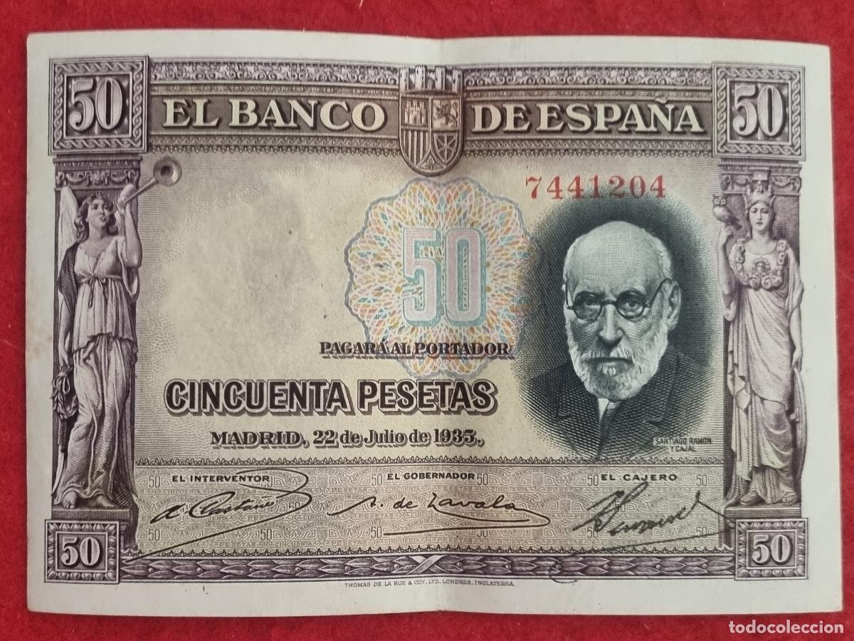 Billetes espa&ntilde;oles: BILLETE 50 PESETAS 1935 REPUBLICA SIN SERIE MBC+ ORIGINAL T204