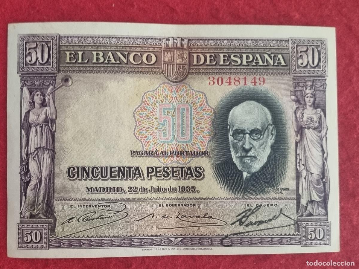 Billetes espa&ntilde;oles: BILLETE 50 PESETAS 1935 REPUBLICA SIN SERIE MBC+ ORIGINAL T149