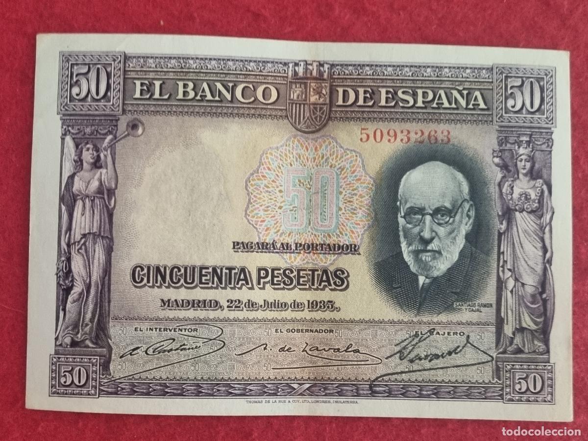 Billetes espa&ntilde;oles: BILLETE 50 PESETAS 1935 REPUBLICA SIN SERIE MBC+ ORIGINAL T263