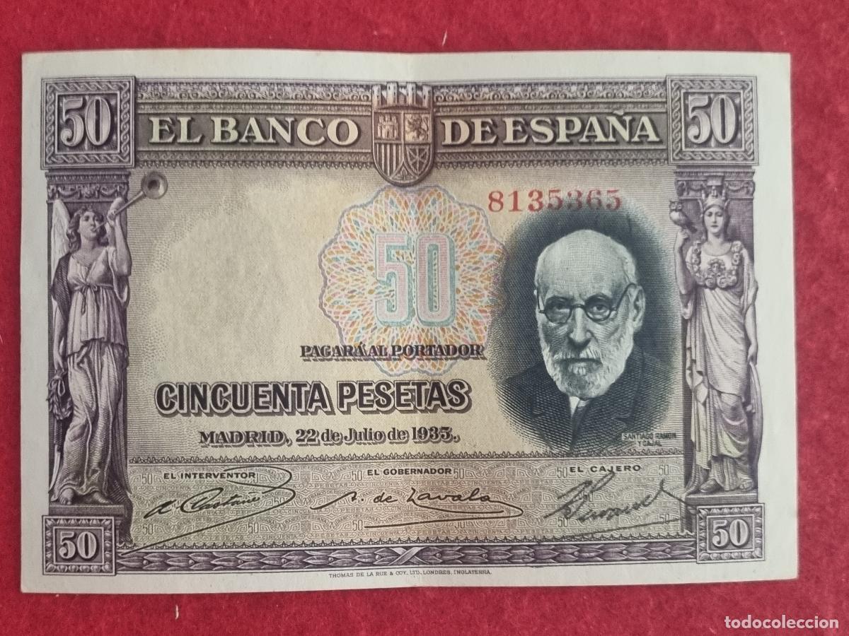 Billetes espa&ntilde;oles: BILLETE 50 PESETAS 1935 REPUBLICA SIN SERIE MBC+ ORIGINAL T365