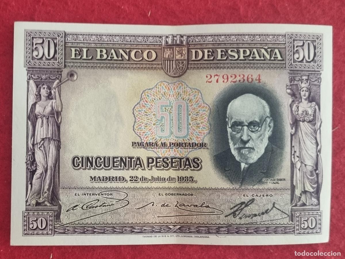 Billetes espa&ntilde;oles: BILLETE 50 PESETAS 1935 REPUBLICA SIN SERIE MBC+ ORIGINAL T364