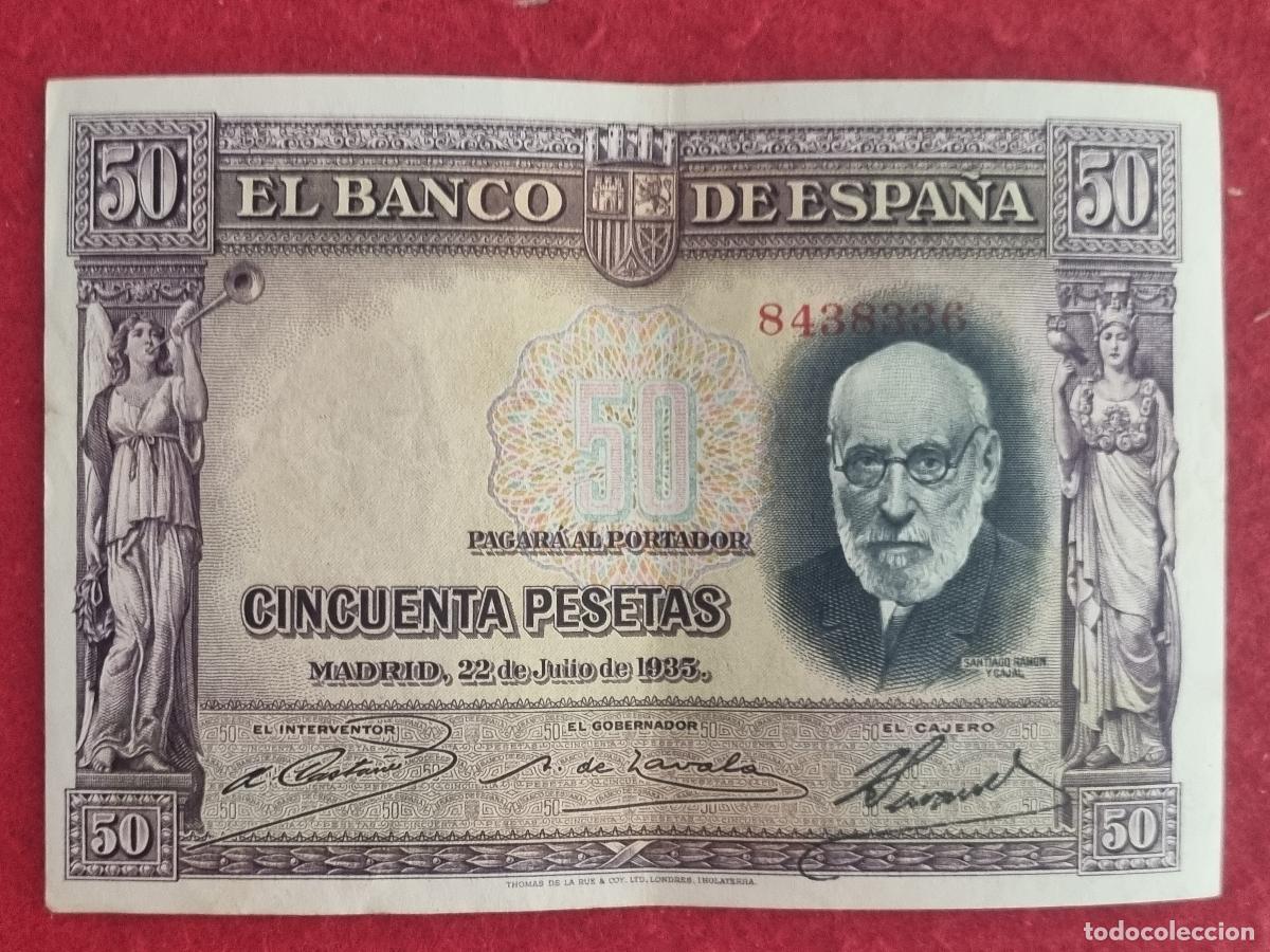 Billetes espa&ntilde;oles: BILLETE 50 PESETAS 1935 REPUBLICA SIN SERIE MBC+ ORIGINAL T336