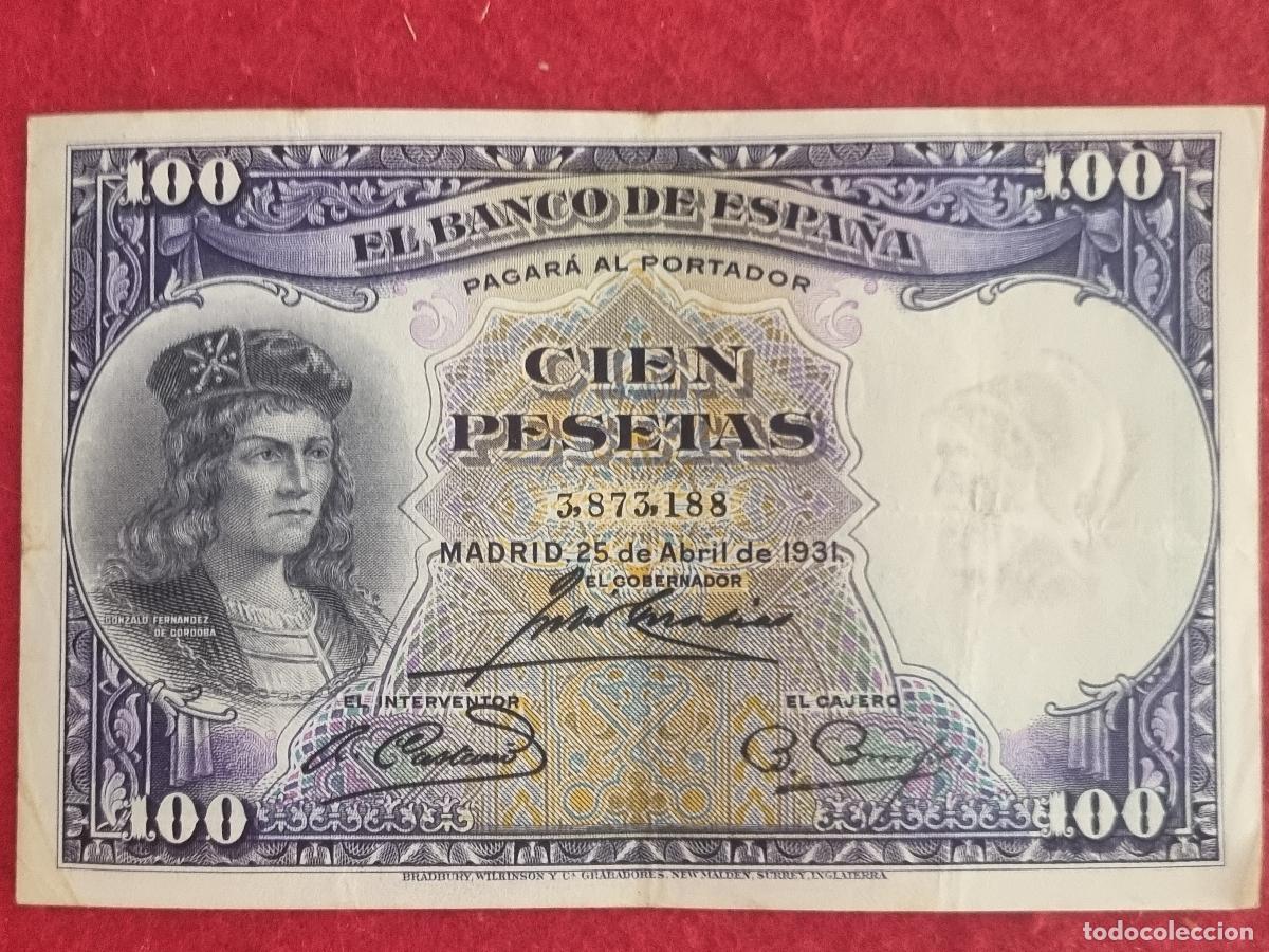 Billetes espa&ntilde;oles: BILLETE 100 PESETAS 1931 REPUBLICA SIN SERIE MBC- ORIGINAL T188