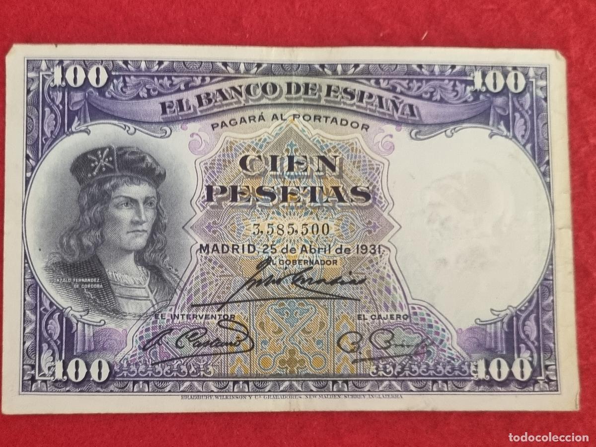 Billetes espa&ntilde;oles: BILLETE 100 PESETAS 1931 REPUBLICA SIN SERIE MBC- ORIGINAL T500