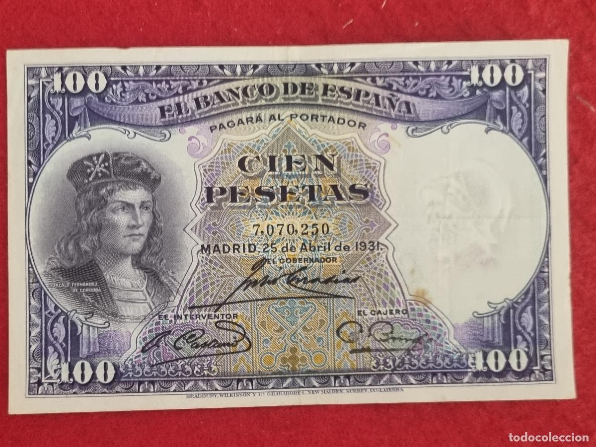 Billetes espa&ntilde;oles: BILLETE 100 PESETAS 1931 REPUBLICA SIN SERIE MBC ORIGINAL T250