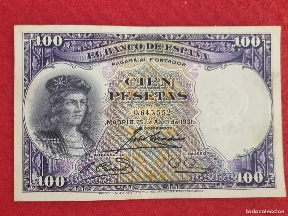 Billetes espa&ntilde;oles: BILLETE 100 PESETAS 1931 REPUBLICA SIN SERIE MBC ORIGINAL T552