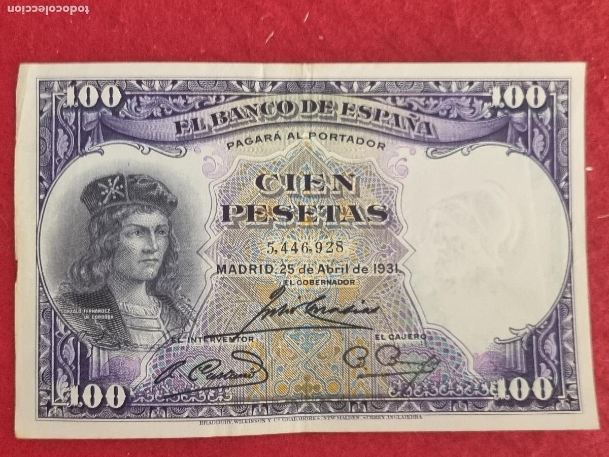 Billetes espa&ntilde;oles: BILLETE 100 PESETAS 1931 REPUBLICA SIN SERIE MBC ORIGINAL T928
