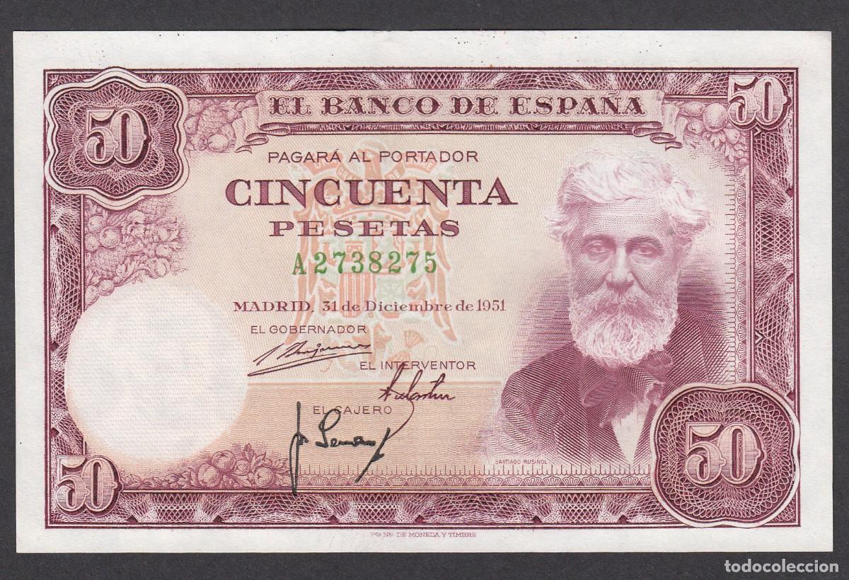 Billetes espa&ntilde;oles: BILLETE BANCO DE ESPA&Ntilde;A --50 PESETAS 1951 - SIN CIRCULAR --PEQUE&Ntilde;A SE&Ntilde;AL DE DOBLEZ EN EL CENTRO