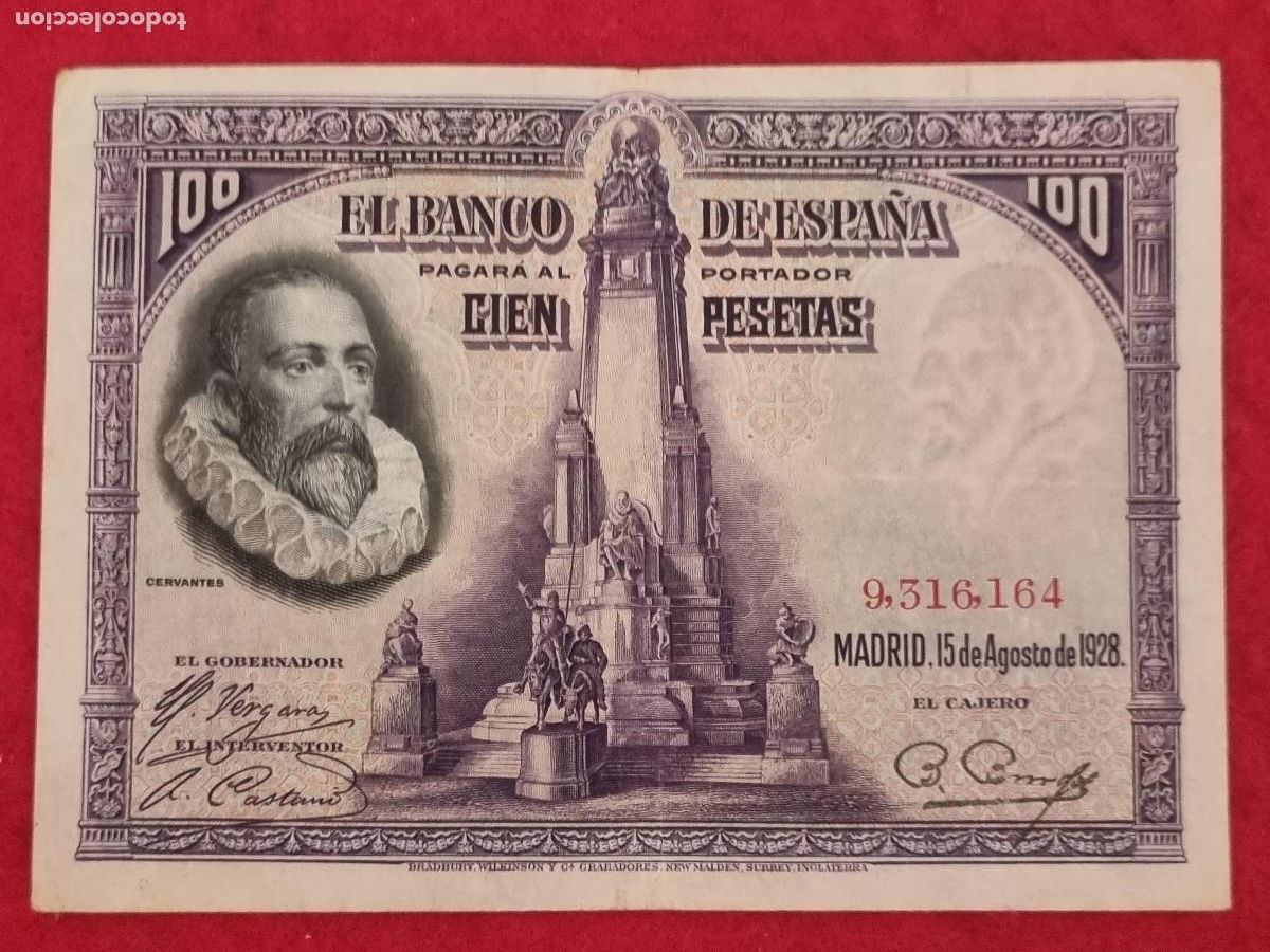 Billetes espa&ntilde;oles: BILLETE 100 PESETAS 1928 SIN SERIE MBC ORIGINAL T164