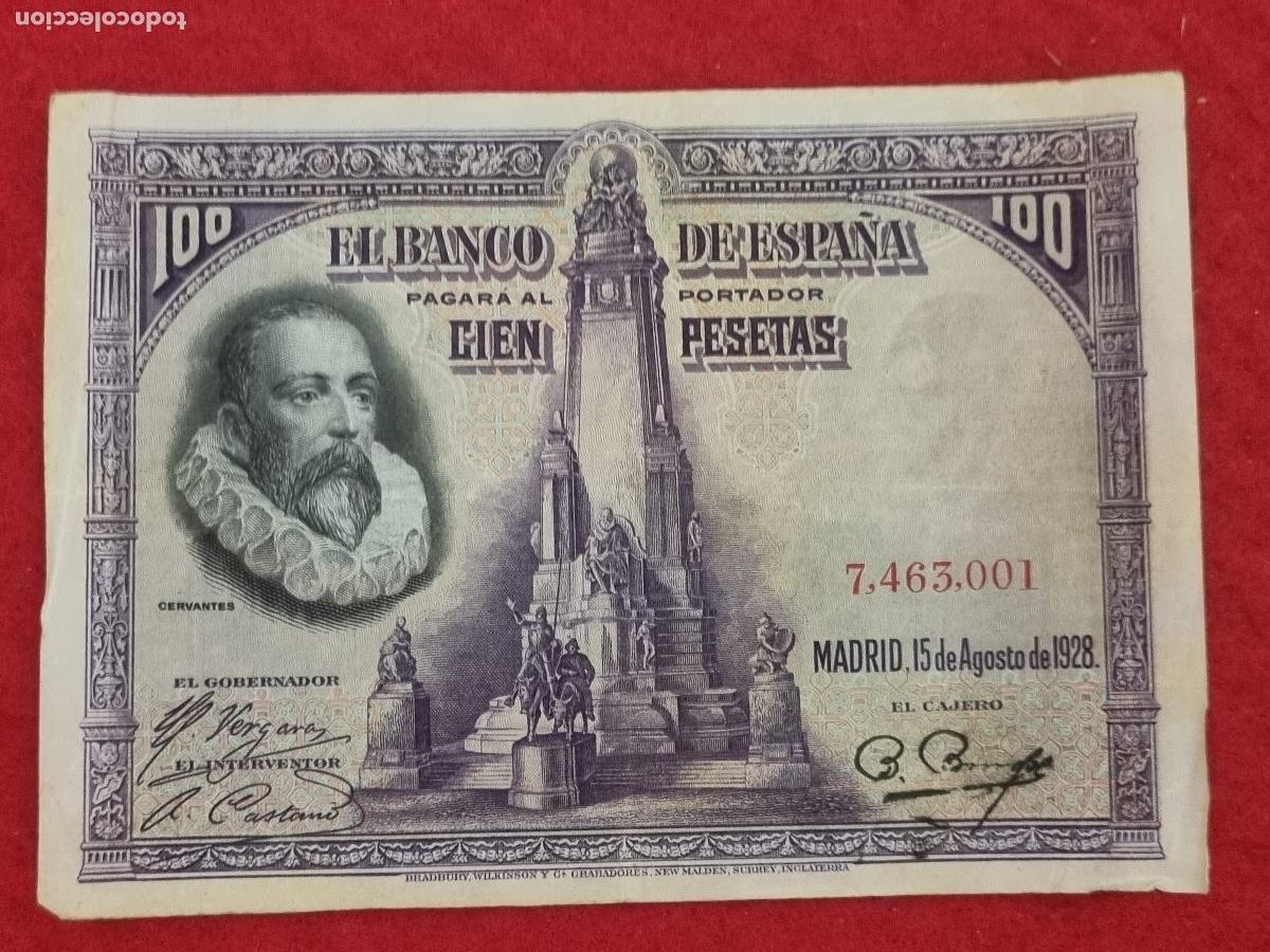 Billetes espa&ntilde;oles: BILLETE 100 PESETAS 1928 SIN SERIE MBC ORIGINAL T001