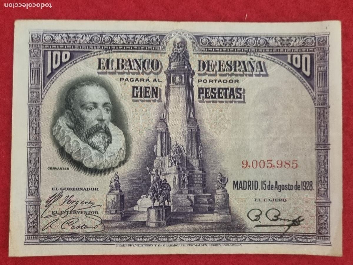 Billetes espa&ntilde;oles: BILLETE 100 PESETAS 1928 SIN SERIE MBC ORIGINAL T985