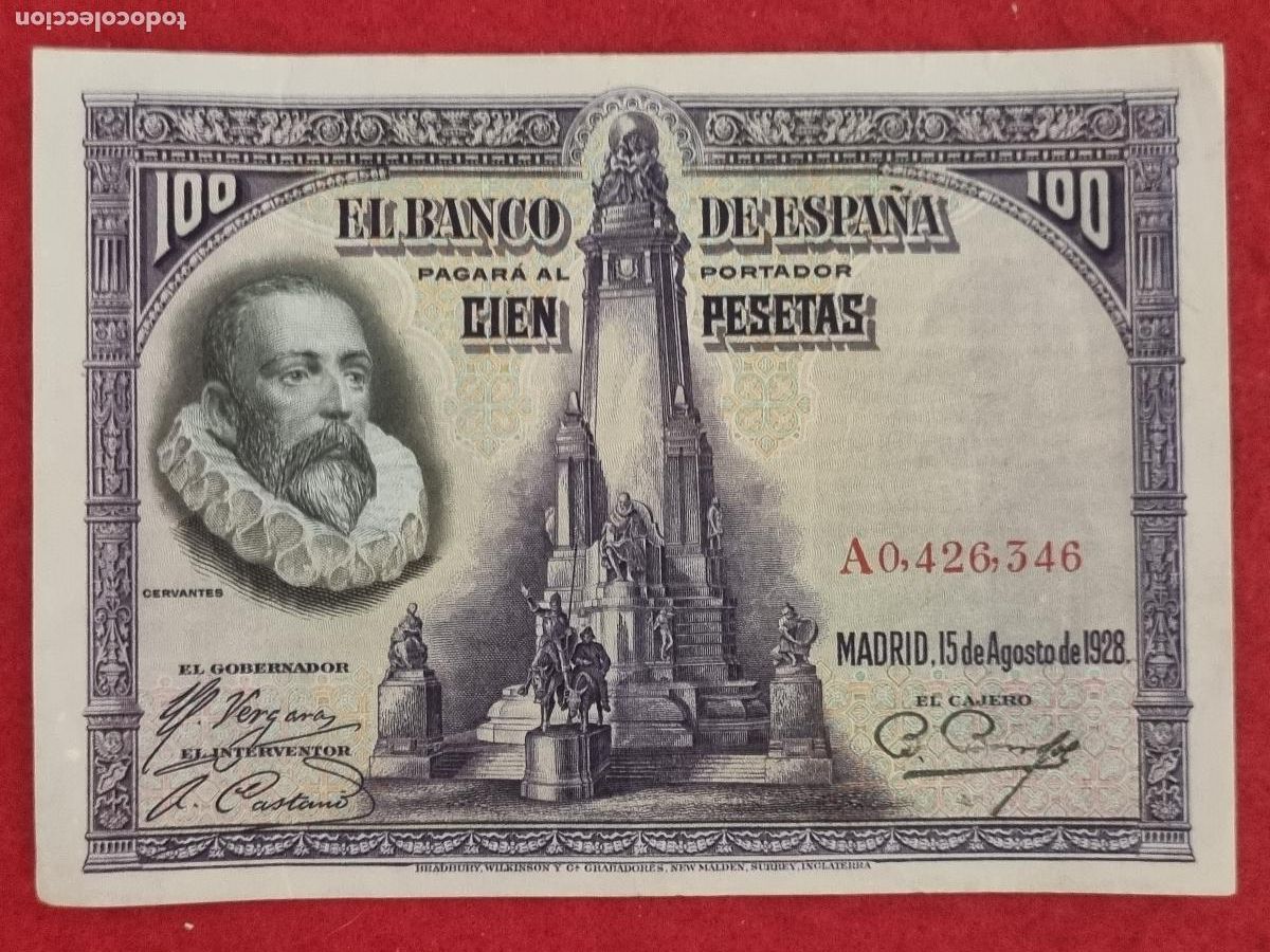 Billetes espa&ntilde;oles: BILLETE 100 PESETAS 1928 SERIE A MBC ORIGINAL T346