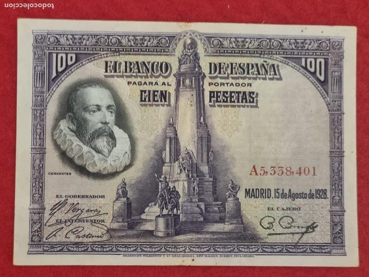 Billetes espa&ntilde;oles: BILLETE 100 PESETAS 1928 SERIE A MBC ORIGINAL T401