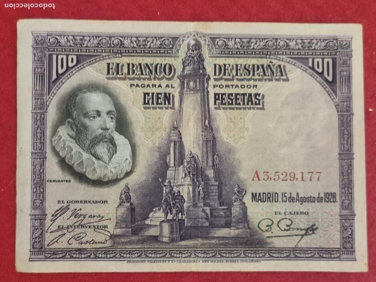 Billetes espa&ntilde;oles: BILLETE 100 PESETAS 1928 SERIE A MBC ORIGINAL T177