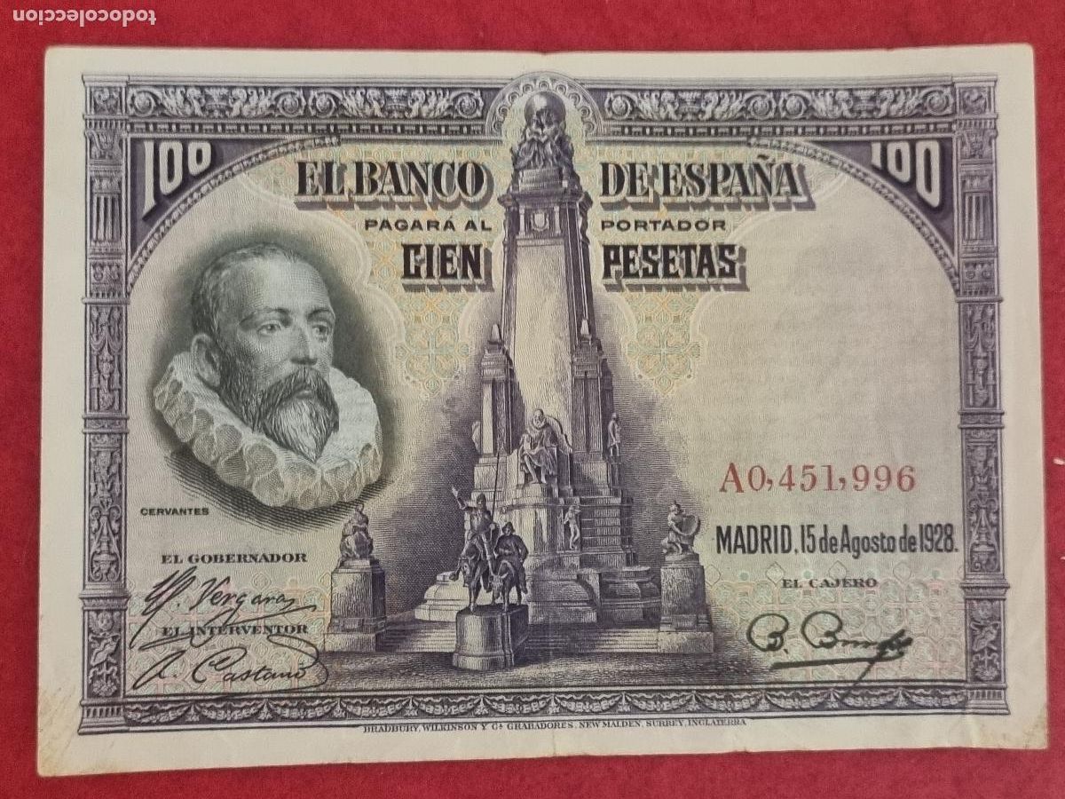 Billetes espa&ntilde;oles: BILLETE 100 PESETAS 1928 SERIE A MBC ORIGINAL T996