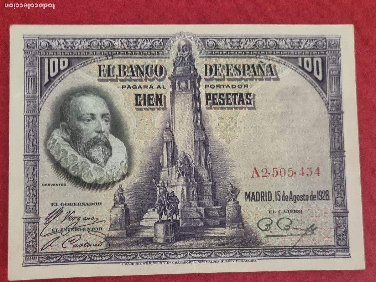 Billetes espa&ntilde;oles: BILLETE 100 PESETAS 1928 SERIE A MBC ORIGINAL T434