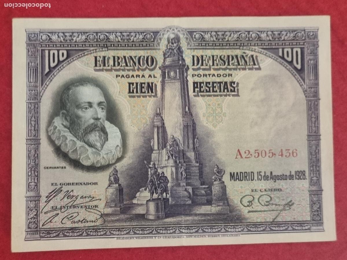 Billetes espa&ntilde;oles: BILLETE 100 PESETAS 1928 SERIE A MBC ORIGINAL T436