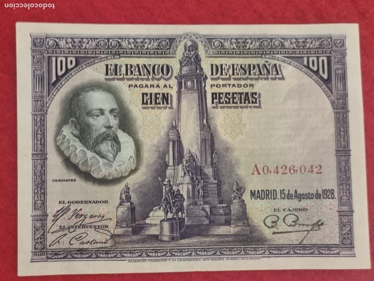 Billetes espa&ntilde;oles: BILLETE 100 PESETAS 1928 SERIE A MBC ORIGINAL T042