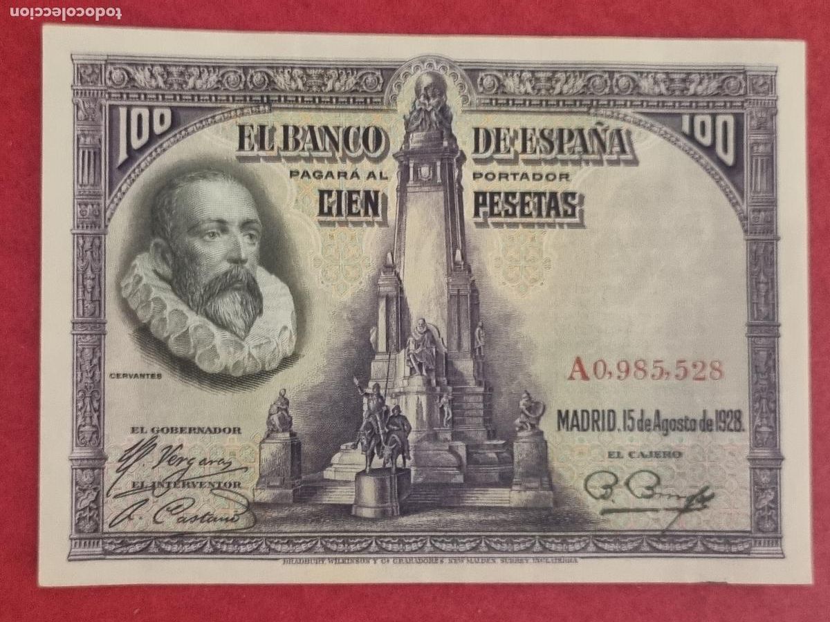 Billetes espa&ntilde;oles: BILLETE 100 PESETAS 1928 SERIE A MBC ORIGINAL T528