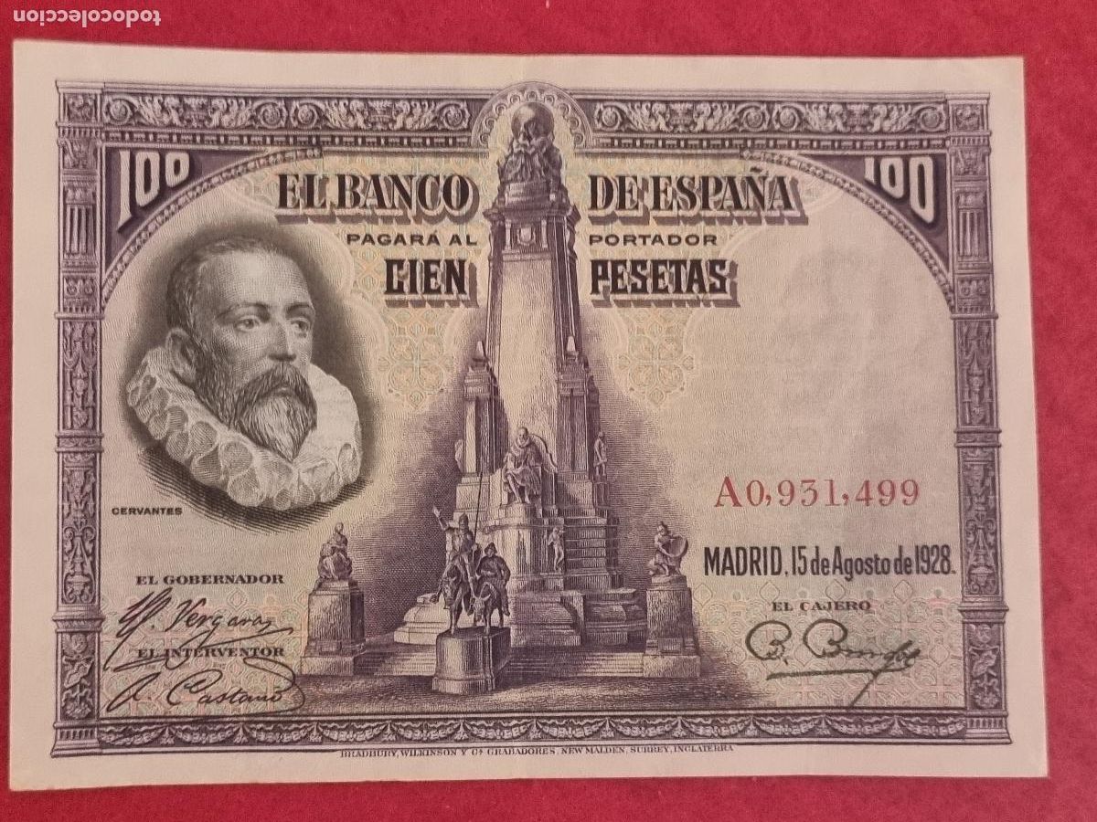 Billetes espa&ntilde;oles: BILLETE 100 PESETAS 1928 SERIE A MBC ORIGINAL T499
