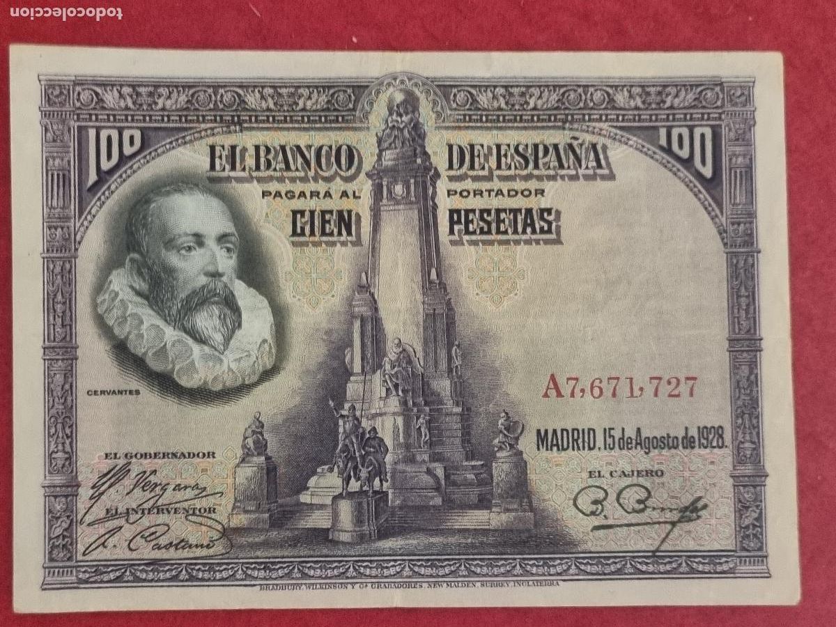Billetes espa&ntilde;oles: BILLETE 100 PESETAS 1928 SERIE A MBC ORIGINAL T727