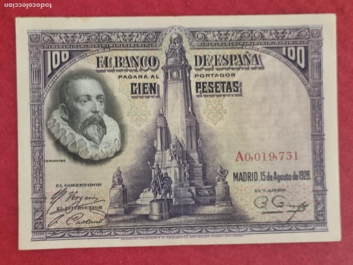 Billetes espa&ntilde;oles: BILLETE 100 PESETAS 1928 SERIE A MBC ORIGINAL T731